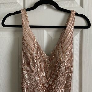 Juniors (1/2) Blush Sequined Mermaid Dress